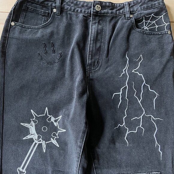 Cool Shirtz Cold Ones Very Cool The Spooky Denim Screenprint Black Jeans *READ* - Picture 3 of 10